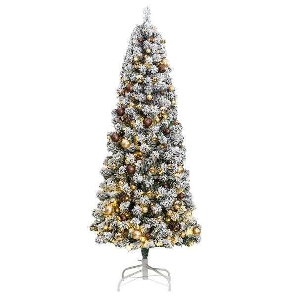 vidaXL Artificial Hinged Christmas Tree 300 LEDs & Ball Set 180 cm
