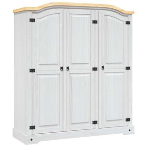 vidaXL Wardrobe Mexican Pine Corona Range 3 Doors White