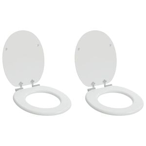 vidaXL Toilet Seats with Soft Close Lids 2 pcs MDF White