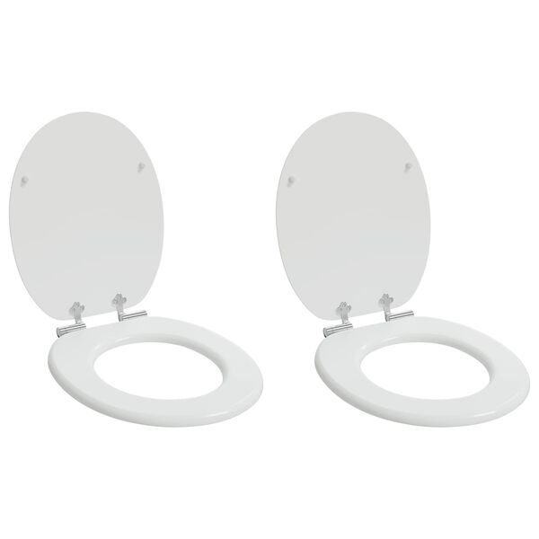 vidaXL Toilet Seats with Soft Close Lids 2 pcs MDF White