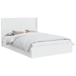 vidaXL Bed Frame with Storage and Headboard White 150 x 200 cm