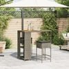 vidaXL 3 Piece Garden Bar Set with Cushions Grey Poly Rattan