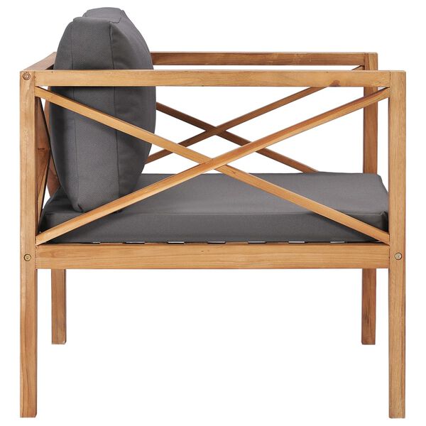 vidaXL Garden Chair with Grey Cushions Solid Wood Teak