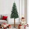 vidaXL Slim Christmas Tree with Real Wood and White Snow Green 180 cm