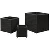 vidaXL Garden Raised Beds 3 pcs Poly Rattan Black