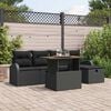 vidaXL Garden Sofa Set with Cushion 6 pcs Black Poly Rattan