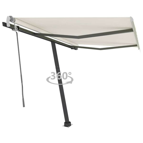 vidaXL Freestanding Manual Retractable Awning 300x250 cm Cream