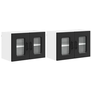 vidaXL Dishwasher Panel Kalmar 2 pcs Black Engineered Wood
