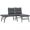 vidaXL 5 Piece Garden Bench Set with Cushions Black Powder-coated Steel