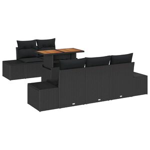 vidaXL Garden Sofa Set with Storage 6 pcs Black Poly rattan