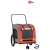 vidaXL Pet Bike Trailer Orange and Grey Oxford Fabric and Iron