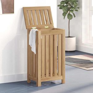 vidaXL Laundry Basket Natural Solid Teak Wood