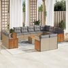 vidaXL 13 Piece Garden Sofa Set with Cushions Beige Poly Rattan
