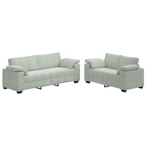 vidaXL 2 Piece Sofa Set with Cushions Light Grey Velvet
