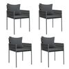 vidaXL Garden Chairs with Cushions 4 pcs Black 54x61x83 cm Poly Rattan