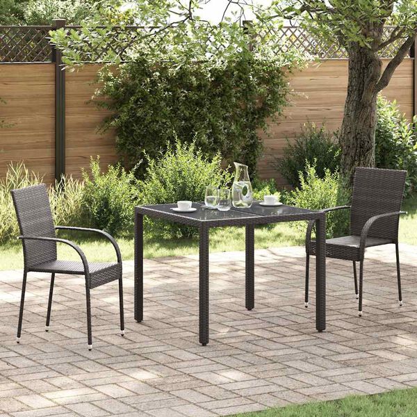 vidaXL Stackable Outdoor Chairs 2 pcs Poly Rattan Brown