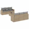 vidaXL 7 Piece Garden Sofa Set with Cushions Beige Poly Rattan