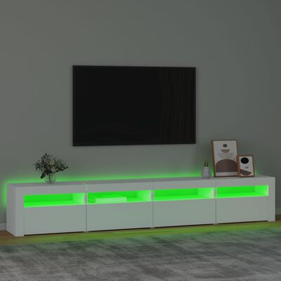 vidaXL TV Cabinet with LED Lights White 240x35x40 cm