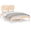 vidaXL Bed Frame | Natural Wood | Solid Pine Wood, Plywood | Double | Simple