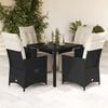 vidaXL 5 Piece Garden Dining Set with Cushions Black Poly Rattan
