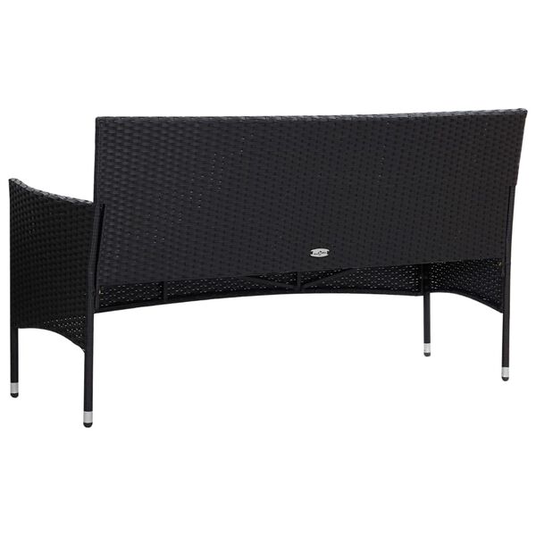 vidaXL 5 Piece Garden Lounge Set With Cushions Poly Rattan Black