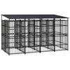 vidaXL Outdoor Dog Kennel with Roof Steel 7.37 m&sup2;