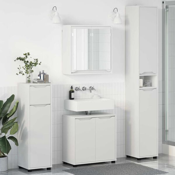 vidaXL Bathroom Furniture Set with Drawer 4 pcs White Engineered Wood