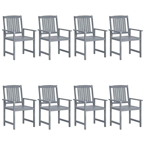 vidaXL Garden Chairs with Cushions 8 pcs Solid Acacia Wood Grey