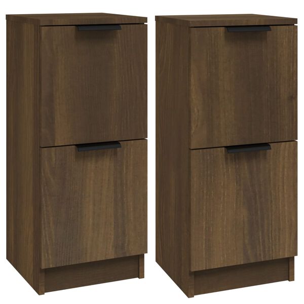vidaXL Sideboards 2 pcs Brown Oak 30x30x70 cm Engineered Wood