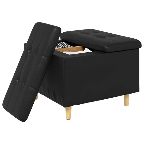 vidaXL Button Stool with Cushion Black 60 x 60 x 45 cm Faux leather