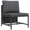 vidaXL Sectional Middle Sofa with Cushions Grey Poly Rattan