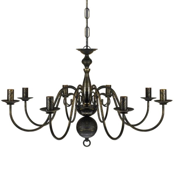 Antique Black Metal Chandelier 8 x E14 Bulbs