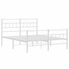 vidaXL Metal Bed Frame without Mattress with Footboard White 135x190cm