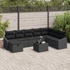 vidaXL Garden Sofa Set with Cushion 9 pcs Black Poly rattan