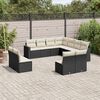 vidaXL 11 Piece Garden Sofa Set with Cushions Black Poly Rattan