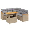 vidaXL 6 Piece Garden Sofa Set with Cushions Beige Poly Rattan
