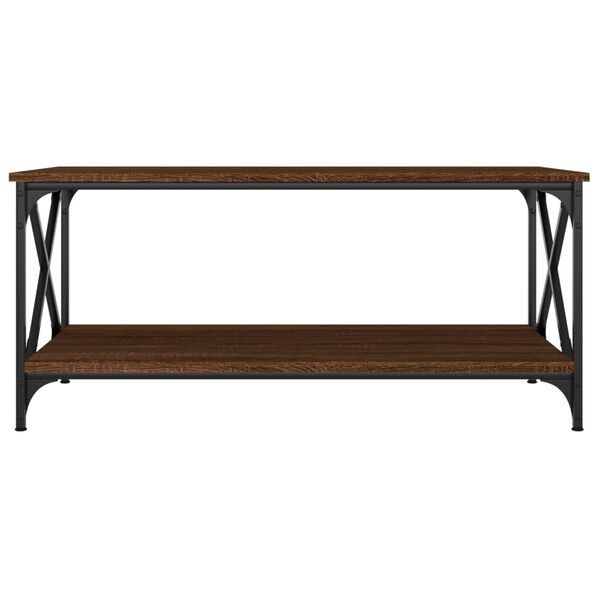 vidaXL Coffee Table Brown Oak 100x50x45 cm Engineered Wood and Iron