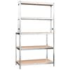 vidaXL 5-Layer Work Table with Shelves Silver Steel&Engineered Wood