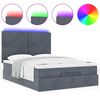 vidaXL Ottoman Bed with Mattresses & LEDs Dark Grey Double Velvet