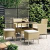 vidaXL 5 Piece Garden Dining Set Poly Rattan Beige (310551+310612)