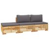 vidaXL 3 Piece Garden Lounge Set with Cushions Solid Wood Teak