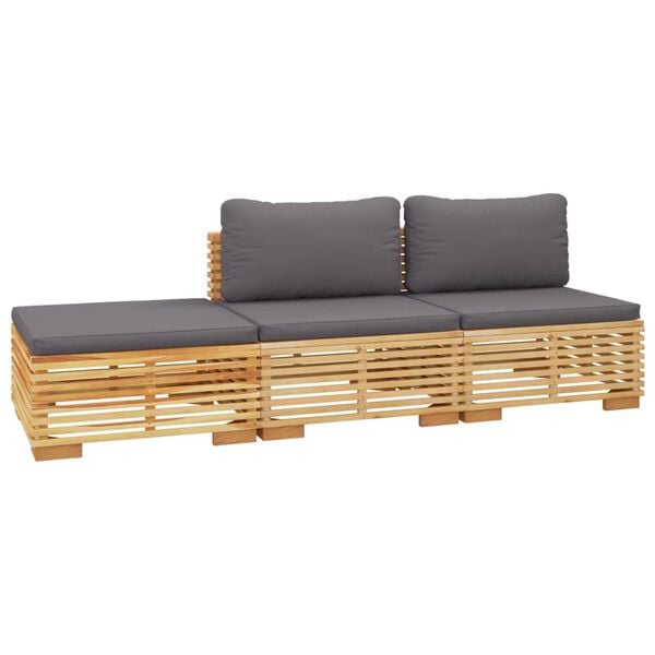 vidaXL 3 Piece Garden Lounge Set with Cushions Solid Wood Teak