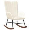 vidaXL Rocking Chair | Cream White | Velvet, Solid Rubber Wood, Steel | Medium