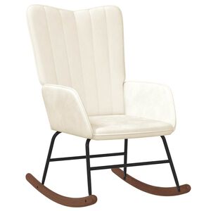 vidaXL Rocking Chair | Cream White | Velvet, Solid Rubber Wood, Steel | Medium