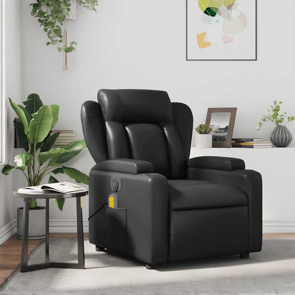 vidaXL Massage Recliner Chair Black Faux Leather