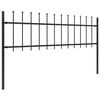 vidaXL Garden Fence with Spear Top Steel 1.8 m Black