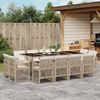 vidaXL 13 Piece Garden Dining Set with Cushions Beige Poly Rattan