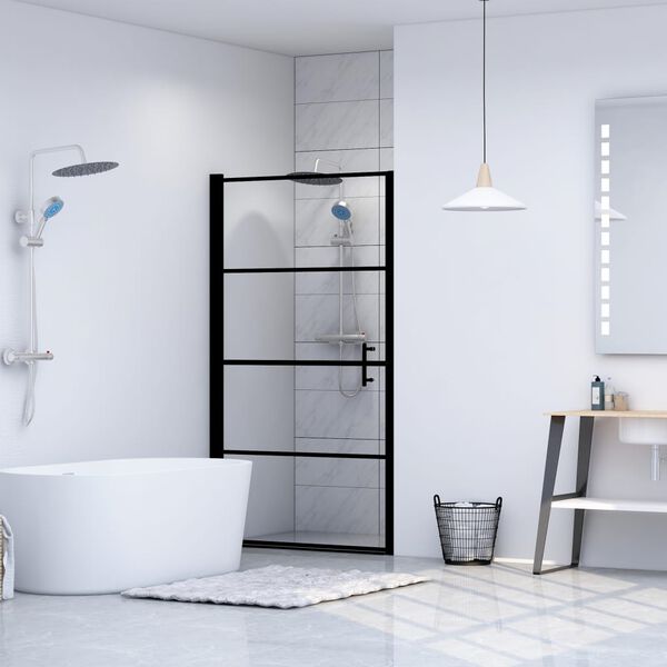 vidaXL Shower Door Tempered Glass 81x195 cm Black