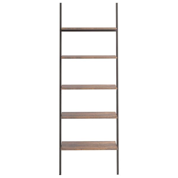 vidaXL 5-Tier Leaning Shelf Dark Brown and Black 64x34x185.5 cm