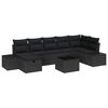 vidaXL Garden Sofa Set with Cushion 8 pcs Black Poly Rattan